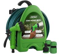 ZENO Hose Pipe Reel 10M | Garden Hose 32 Feet | Hosepipes for Garden with Water Spray Gun, Adjustable Nozzles, Stand | Compact and Portable Hosepipe for Watering Garden, Flowers, Cars | Heavy Duty