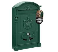 ZENO Letter Box Wall Mounted | Postbox | Large Traditional Post Box Mailbox | Post Letter Box for Home | Vintage Classic Mail Box with 2 Keys | Easy to Install | Keep Your Mail Safe (Green)