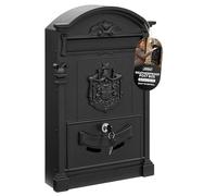ZENO Letter Box Wall Mounted | Postbox | Large Traditional Post Box Mailbox | Post Letter Box for Home | Vintage Classic Mail Box with 2 Keys | Easy to Install | Keep Your Mail Safe (Black)
