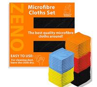 ZENO Microfibre Cleaning Cloths | Multifunctional Reusable Cleaning Towels | Lint Free & Streak Free Washable Cloths | Duster for House | Kitchen | Car Detailing | 40 x 30 CM (10 Pack, Black)