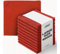 ZENO Microfibre Cloth 40 X 30CM | Cleaning Cloths | Ultra Absorbent Microfiber Cloths | Lint Free Microfibre Cleaning Cloth | Streak Free, Scratch Free Cloths for All Surfaces (10, Red)