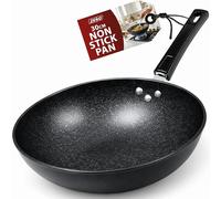 ZENO Non Stick Frying Pan 30cm | Wok Frying Pan | Frying Pans with Granite Induction for Induction, Electric and Gas Hobs | Omelette Pans | Black