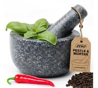 ZENO Pestle and Mortar 16CM | Large Solid Granite Stone Pestle and Mortar Set | Heavy Duty Mortar and Pestle for Crushing and Grinding Spices, Herbs, Seeds, Garlic | 6.3" Diameter