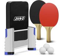ZENO Portable Table Tennis Set | Ping Pong Set | 2 Premium Table Tennis Bats, All-in-One Kit with Retractable Table Tennis Net, 3 Ping Pong Balls & Storage Case | Great Gift Idea | Indoor/Outdoor Game