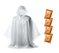 ZENO Rain Poncho Waterproof Adult - Festival Poncho - Waterproof, Disposable, Clear with Hood - Emergency Rain coat for Hiking, Cycling, Camping, Concert - Pack of 4 - Orange Glow Edition