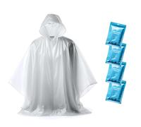 ZENO Rain Poncho Waterproof Adult - Festival Poncho - Waterproof Poncho - Disposable Poncho Clear with Hood - Emergency Poncho for Hiking, Cycling, Camping, Concert - Poncho Pack of 4