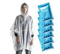 ZENO Rain Poncho Waterproof Disposable with Hood, Pack of 6 | Ultra-Portable, Credit Card Sized Package Fits in a Pocket, Purse, Backpack or Wallet, Breathable to Avoid Sweating