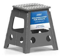 ZENO Step Stool 16 Inch | Folding Stool | Heavy Duty Foldable Stools for Adults & Kids | Folding Stools for Kitchen, Bathroom, Bedroom | Lightweight & Easy To Carry | Holds 150KG | Grey
