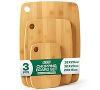 ZENO Wooden Chopping Boards 3PCS | Bamboo Chopping Board | Cutting Board Set | Ideal for Carving Meat, Cutting Vegetables, Cheeses and Bread | Moisture Resistant | Easy to Hang | 100% Bamboo