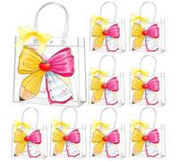 Zenoble 24Pcs Back to School Gift Bags Teacher Gift Bags Bulk, Double-Sided Clear PVC Pencil Notebook Gifts Bag with Handle Ribbon for Student Teachers Appreciation Gifts First Day of School Supplies