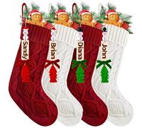 Zenoble 4 Pack Christmas Stockings - 18 inch Large Knit Stockings Personalized Xmas Stocking with Tassel Name Tags - Family Hanging Christmas Stockings for Mantel Fireplace Tree Decor