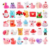 Zenoble 44 Pcs Valentines Day Mini Resin Figures, Cute Tiny Small Valentines Miniature Resin Animals Figurines with Love Heart for Valentines Day Party Gifts Dollhouse Garden Landscape DIY Craft Decor