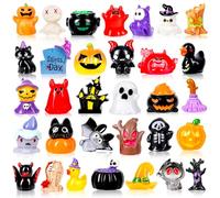 Zenoble 44PCS Halloween Mini Resin Ornaments Cute Little Resin Miniature Figures Skull Pumpkin Ghost Skull Castle Figurines Kit for Halloween Party Favors Garden Tiny Landscape Dollhouse Desk Decor