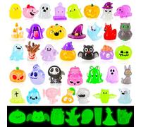 Zenoble 44PCS Mini Halloween Luminous Resin Ornaments,Cute Tiny Pumpkin Ghost Miniature Figures Glow in The Dark for Halloween Party Favors Garden Small Landscape DIY Craft Dollhouse Desk Decor