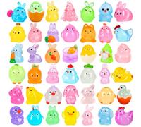 Zenoble 70 PCS Easter Luminous Mini Resin Animals, Cute Tiny Easter Bunny Chicks Ornaments Little Miniatures Animals Figurines Glow in the Dark for Eggs Fillers Dollhouse Micro Garden Landscape Decor