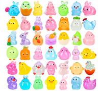 Zenoble 70 PCS Easter Luminous Mini Resin Animals, Cute Tiny Easter Miniatures Figures Glow in the Dark Little Bunny Chicks Mini Plastic Animals for Eggs Fillers Dollhouse Garden Micro Landscape Decor