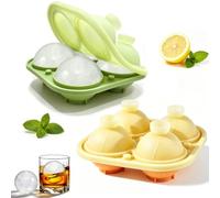 ZenoChill 2 Pack Ice Cube Tray, 5CM Large Ice Cube Moulds, 4-Cavity Round Silicone Moulds with Funnel, Reusable Ice Ball Mould for Whiskey, Cocktail, Gin, Home Drinks, Easy Release Leakproof Non-Stick