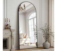 ZenoMirris Full-Length Mirror 150 x 40 cm, Arched Standing Mirror with Aluminium Frame - Floor and Wall Mirror for Standing, Leaning or Hanging, for Bedroom & Living Room, Black