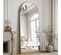 ZenoMirris Full-Length Mirror 150 x 40 cm, Arched Standing Mirror with Aluminium Frame - Floor and Wall Mirror for Standing, Leaning or Hanging, for Bedroom & Living Room, Gold