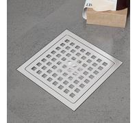 Zenomize 6 Inch Square Shower Drain Floor Drain with Removable Cover Grid Grate, SUS304 Stainless Steel CUPC Certificate, 6x6 Brushed Shower Drain