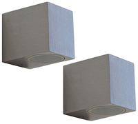 Zenon Lighting Collection 2 x Aluminium Finely Finished Mini Cube Single Outdoor Wall Light Fixture GU10 ZLC066AB with 4w LED Warm White