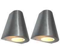 Zenon Lighting Collection 2 x Cone Shape Outdoor Wall Light Stainless Steel Finish Exterior Single Downlight ZLC067AB
