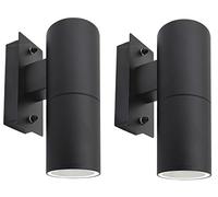Zenon Lighting Collection 2 x Modern Outdoor Wall Light Black Stainless Steel IP65 ZLC076B