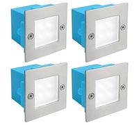 Zenon Lighting Collection 4 X Mini Brick Light LED Outdoor Step Light 70mm Square IP54 Cool White Recessed Wall Light ZLC052CW