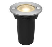 Zenon Lighting Collection 5w LED Outdoor Ground Light Round Warm White Brushed Chrome Finish Decking Driveway Pathway Walkover Recessed Uplighter GL02