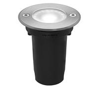 Zenon Lighting Collection 5w LED Outdoor Ground Walkover Light Round Cool White Brushed Chrome Finish Decking Pathway Recessed Uplighter GL02