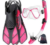 Zenoplige Snorkel Set Adults with Flippers, Snorkel Mask with Adjustable Swim Fins, Snorkelling Packages with Carrying Bag for Beginners and Snorkelers