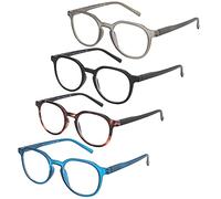 ZENOTTIC 4 Pack Blue Light Blocking Round Reading Glasses,Anti Headache/Glare/Eye Strain Readers Computer Eyeglasses Women/Men