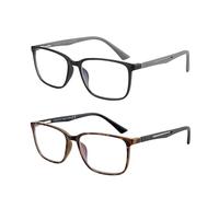ZENOTTIC Blue Light Glasses,Reading Glasses for Men Square Frame Anti-Glare Sport Computer Glasses Black and Tortoise 2 x