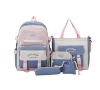 Zenova 5PCS School Backpack School Bag - Teen Girls Casual Backpack High Middle School Daypack Women Daily Travel Laptop Bag, Cute Aesthetic Backpack School Bookbag, School Bag Set (Blue)
