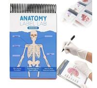 Zenova Anatomy Label Lab Workbook, Creative Human Anatomy Busy Book, Physiology Study Tools, 100+ Full-Color Dry-Erase Pages, for Medical School Students, Doctors, Nurses (Blue)