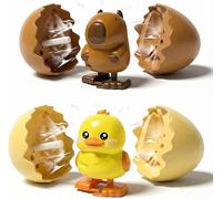 Zenova Easter Wind-Up Hatching Surprise Eggs, Hatching Dinosaur Egg Toy for Kids, Spinning Egg Hatches into Walking Penguin Toys, Clockwork Surprise Eggs for Kids Easter Basket Filler (duck+Capybara)