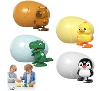 Zenova Easter Wind-Up Hatching Surprise Eggs, Hatching Dinosaur Egg Toy for Kids, Spinning Egg Hatches into Walking Penguin Toys, Clockwork Surprise Eggs for Kids Easter Basket Filler (4PCS)