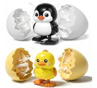 Zenova Easter Wind-Up Hatching Surprise Eggs, Hatching Dinosaur Egg Toy for Kids, Spinning Egg Hatches into Walking Penguin Toys, Clockwork Surprise Eggs for Kids Easter Basket Filler (duck+penguin)