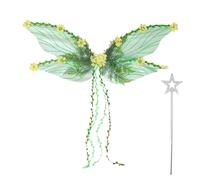 Zenova Halloween Forest Fairy Wings for Women Girls - Girls Flower Fairy Butterfly Wings,Creative Butterfly Wings with 3D Floral Vine Leaf Design,Flowers and Leaves Decor for Cosplay,Parties (Green)
