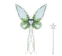 Zenova Halloween Forest Fairy Wings for Women Girls - Girls Flower Fairy Butterfly Wings,Creative Butterfly Wings with 3D Floral Vine Leaf Design,Flowers and Leaves Decor for Cosplay,Parties (Blue)