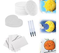 Zenova Magic Puffy Paint, 3D Compressed Wood Pulp Cotton Canvas Sponge, Square/Round/Heart-Shaped Foam Texture Blank Painting Paper with 3D Ink for Home DIY Handmade Gift