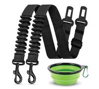 ZENOVA PETS 2Pcs Dog Seat Belts for Cars UK with Collapsible Water Bowl, Adjustable Dog Car Seat Belt with 360° Swivel Attachment & Anti-Impact Elastic Bungee, Safe Dog Seatbelt for Travel