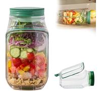 Zenova Salad Pod, Portable Salad Pod Jar with Side Opening,300mL Vertical Layering Salads Pod Built-in Bowl Design, Leak Proof Sauce Dressing Case,Fresh Salads Container for Lunch,Fruit (1PC)