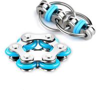 ZENOVA X Bike Chain Fidget Toys Set, Fidget Toys, Fidget Spinner for Stress Relief, Key Chain & Roller Chain for ADHD, ADD, Autism, Anxiety Relief for Adults and Teens,Small,Blue