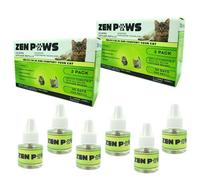Zenpaws Upgraded No Scent - 2 Pack Diffuser Cat Relaxant Refill - 6 Bottles Total -Compatibility : Refills Compatible with All Major Brand diffusers. Feliway, Comfort Zone, ThunderEase, Relaxivet