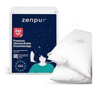 ZenPur Pillow Protectors 2 Pack 100% Waterproof - Zippered Pillow Cases 50x70cm - Breathable, Hypoallergenic, Anti-mite, Antibacterial - BI-OME treated Pillowcase - Made in EU