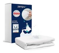 ZenPur Waterproof Mattress Protector Double Bed Fitted 140x190-200 cm - Hypoallergenic, Anti-mite, Antibacterial Mattress Cover Double Bed - BI-OME Treated Double Mattress Protector Made in EU