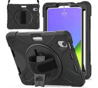 ZenRich Case for iPad Mini 7 (A17 Pro, 2024) / Mini 6 2021 8.3 inch, Heavy Duty Shockproof Rugged Case with Pencil Holder Rotating Stand Hand Strap and Shoulder Belt for Mini 7th Generation (Black)