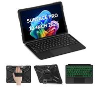 ZenRich Case for Microsoft Surface Pro 12 Inch 2025 with Keyboard, Rugged Protective Surface Pro 12 Case with Keyboard, 360 Roating Kickstand, Hand Strap, Pen Holder and Shoulder Belt - Black