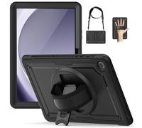 ZenRich Case for Samsung Galaxy Tab A9 Plus 11 inch 2023, Rugged Protective with Screen Protector, 360° Rotating Kickstand/Hand Strap/Pencil Holder for Samsung A9+ Tablet Case, Black